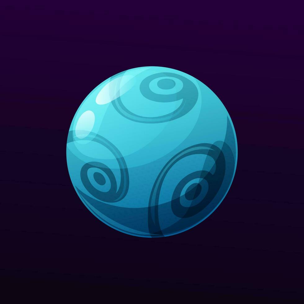 Blue mysterious planet with swirls, space object vector