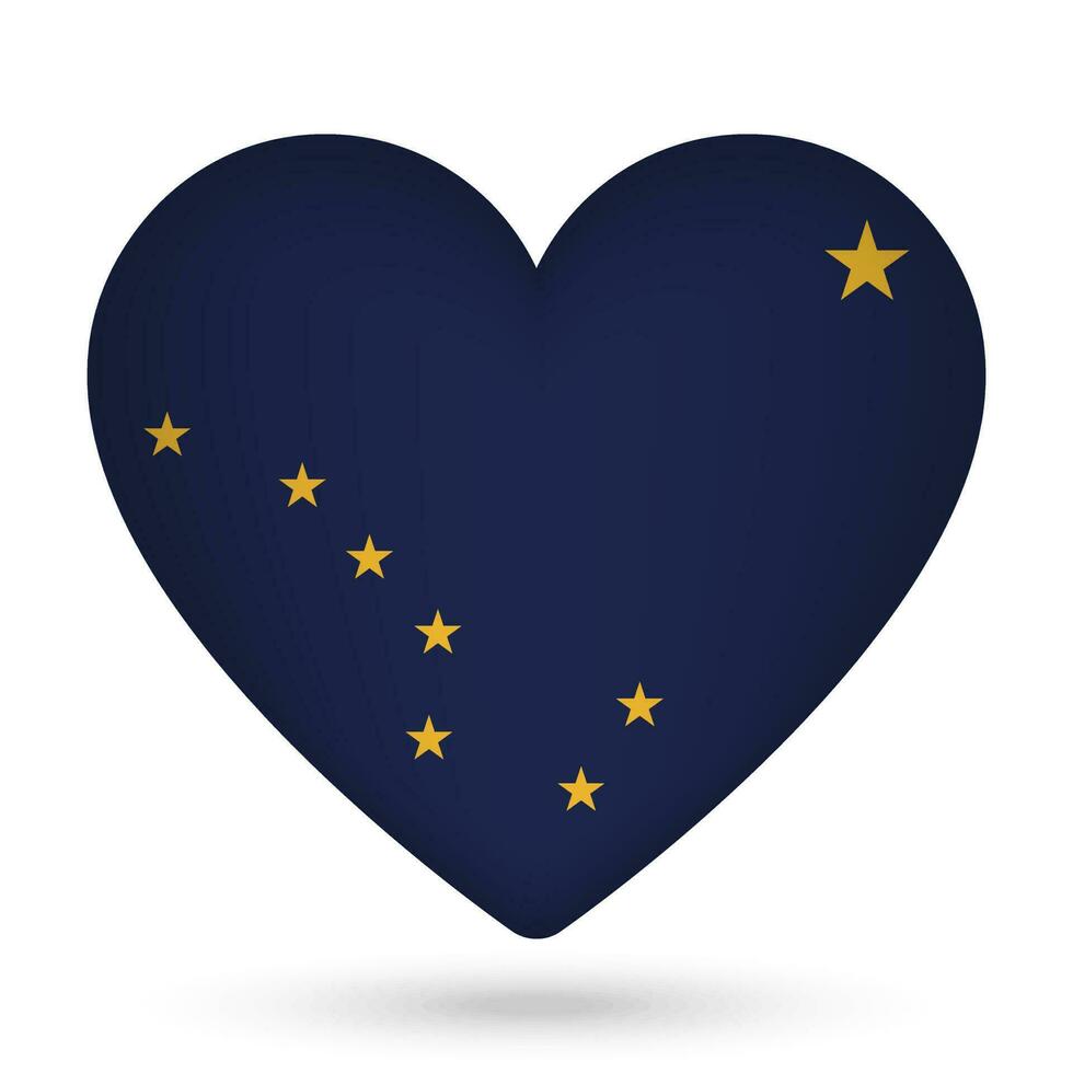 Alaska flag in heart shape. Vector illustration.