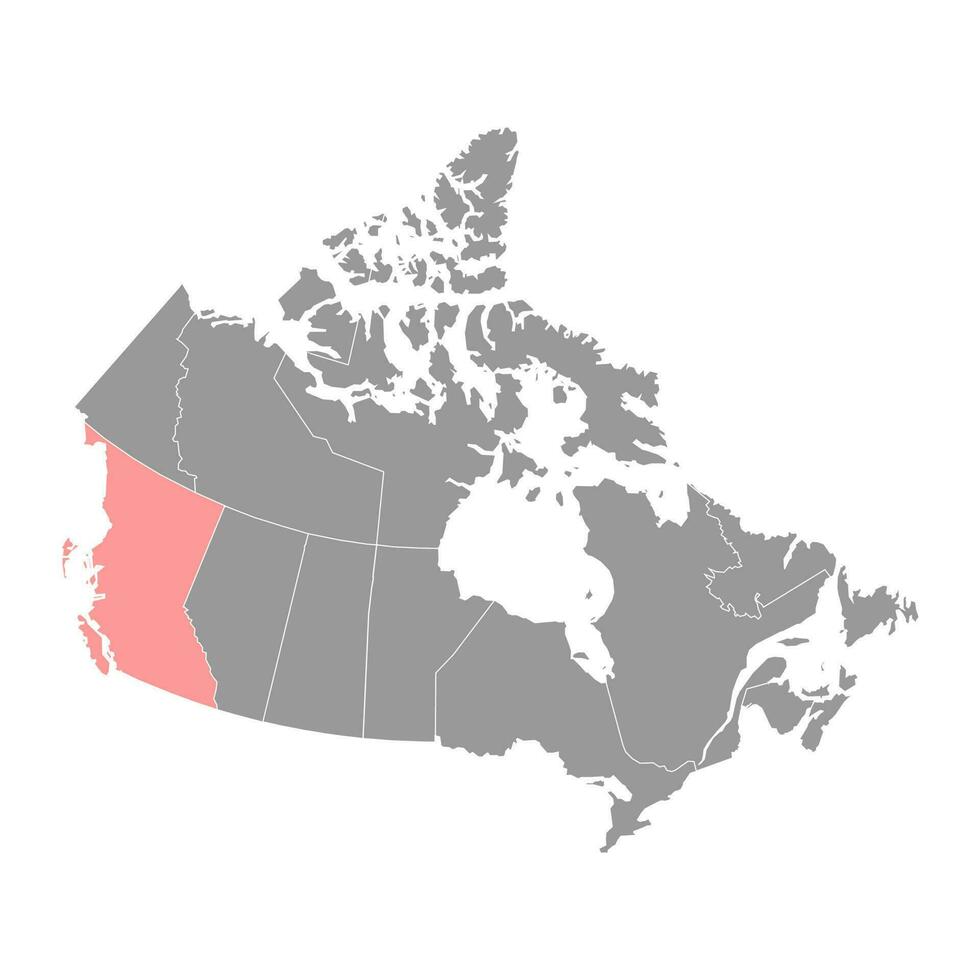 británico Columbia mapa, provincia de Canadá. vector ilustración.