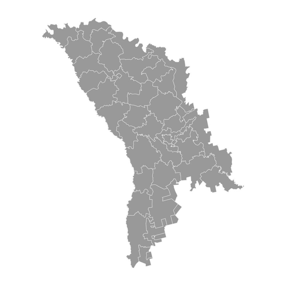 Moldova gray map with provinces. Vector illustration.