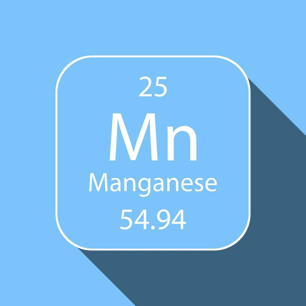 Manganese symbol with long shadow design. Chemical element of the periodic table. Vector illustration.