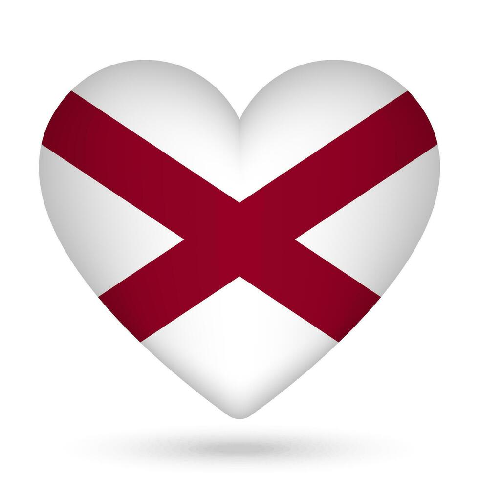 Alabama bandera en corazón forma. vector ilustración.