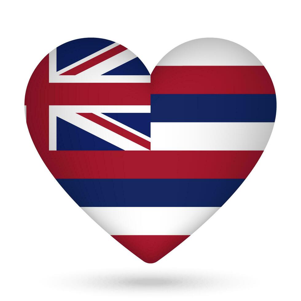 Hawaii flag in heart shape. Vector illustration.