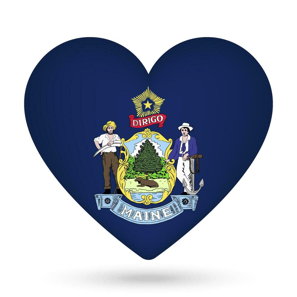 Maine flag in heart shape. Vector illustration.