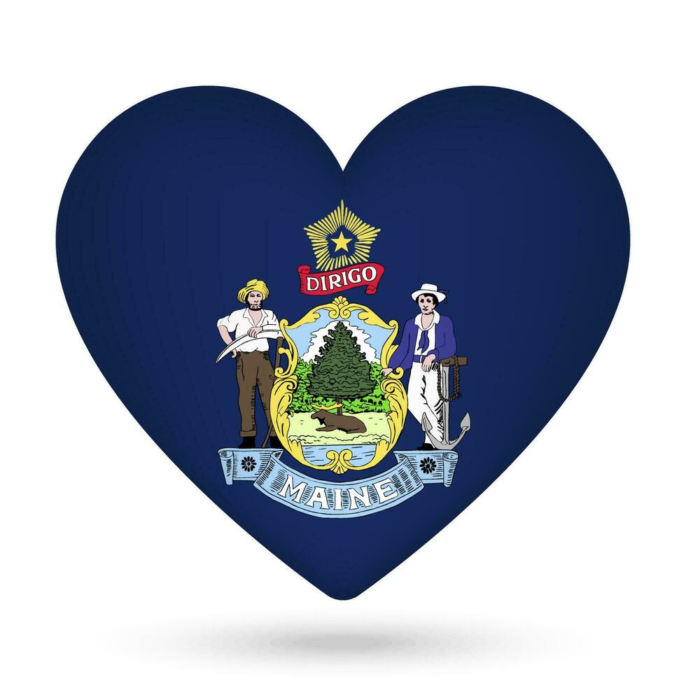 Maine flag in heart shape. Vector illustration.