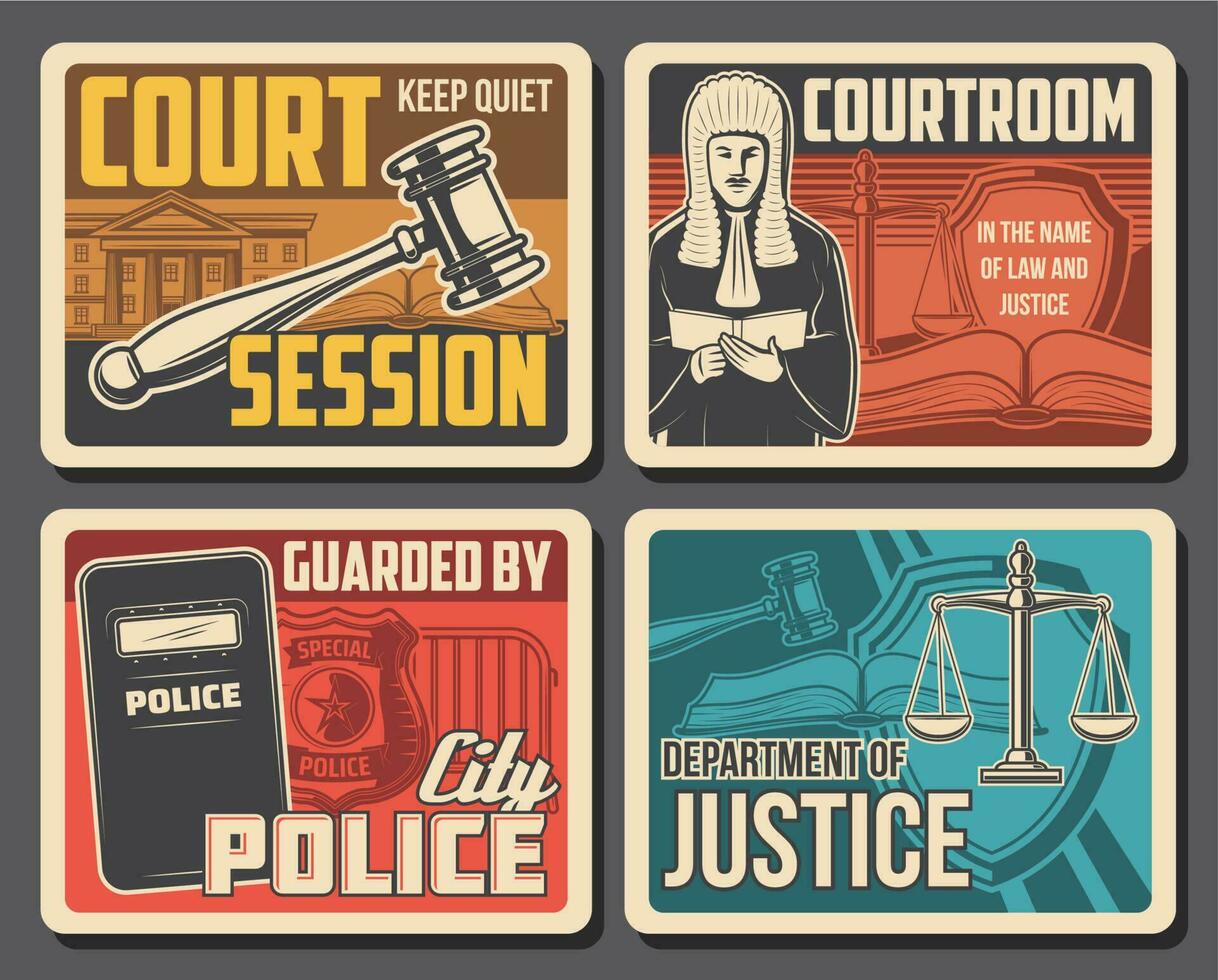 juez y corte, ley legislación y justicia vector