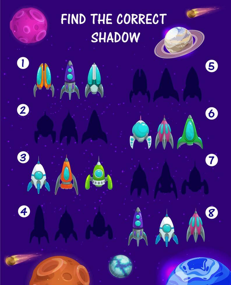 Kids maze game with spaceship silhouettes vector