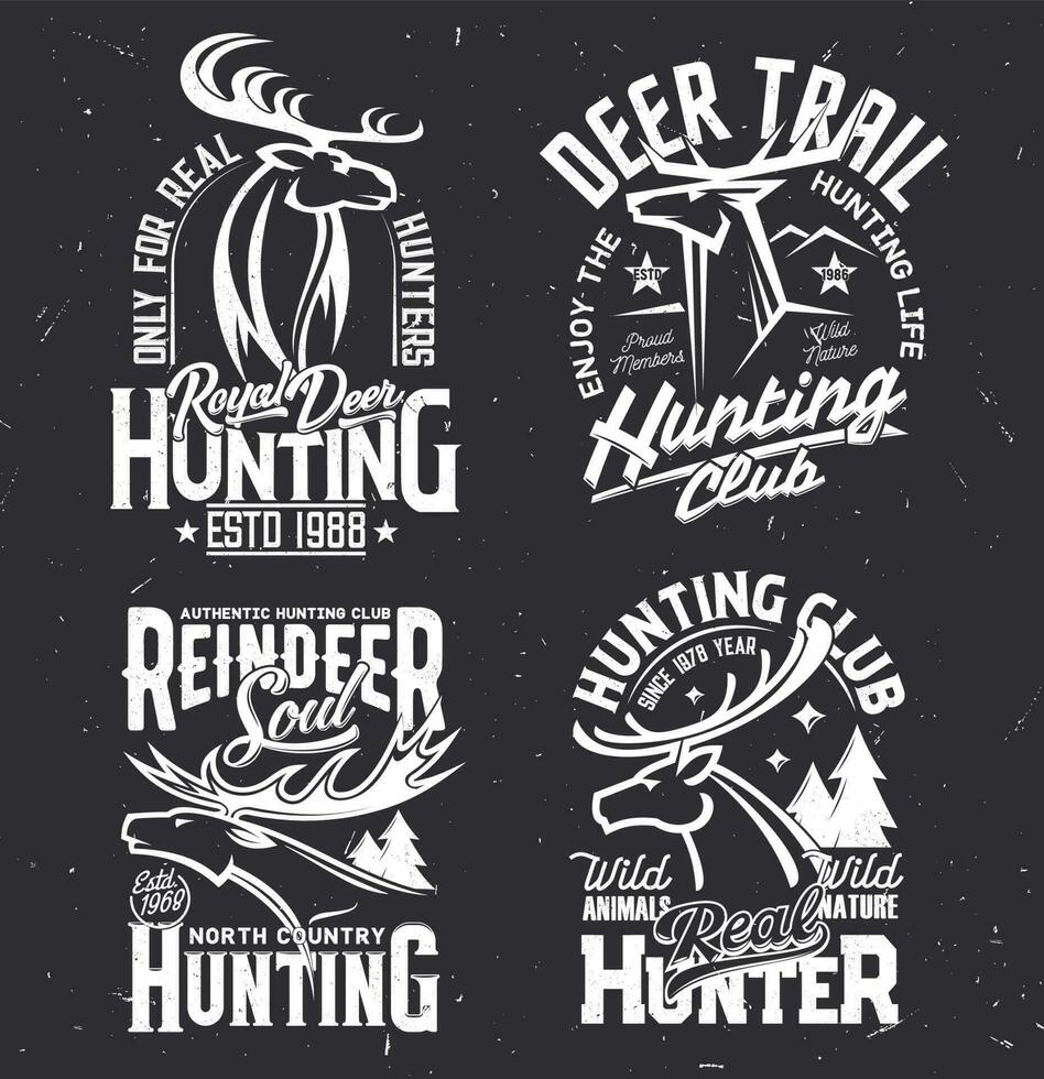 camiseta huellas dactilares con ciervo, mascota para caza club vector