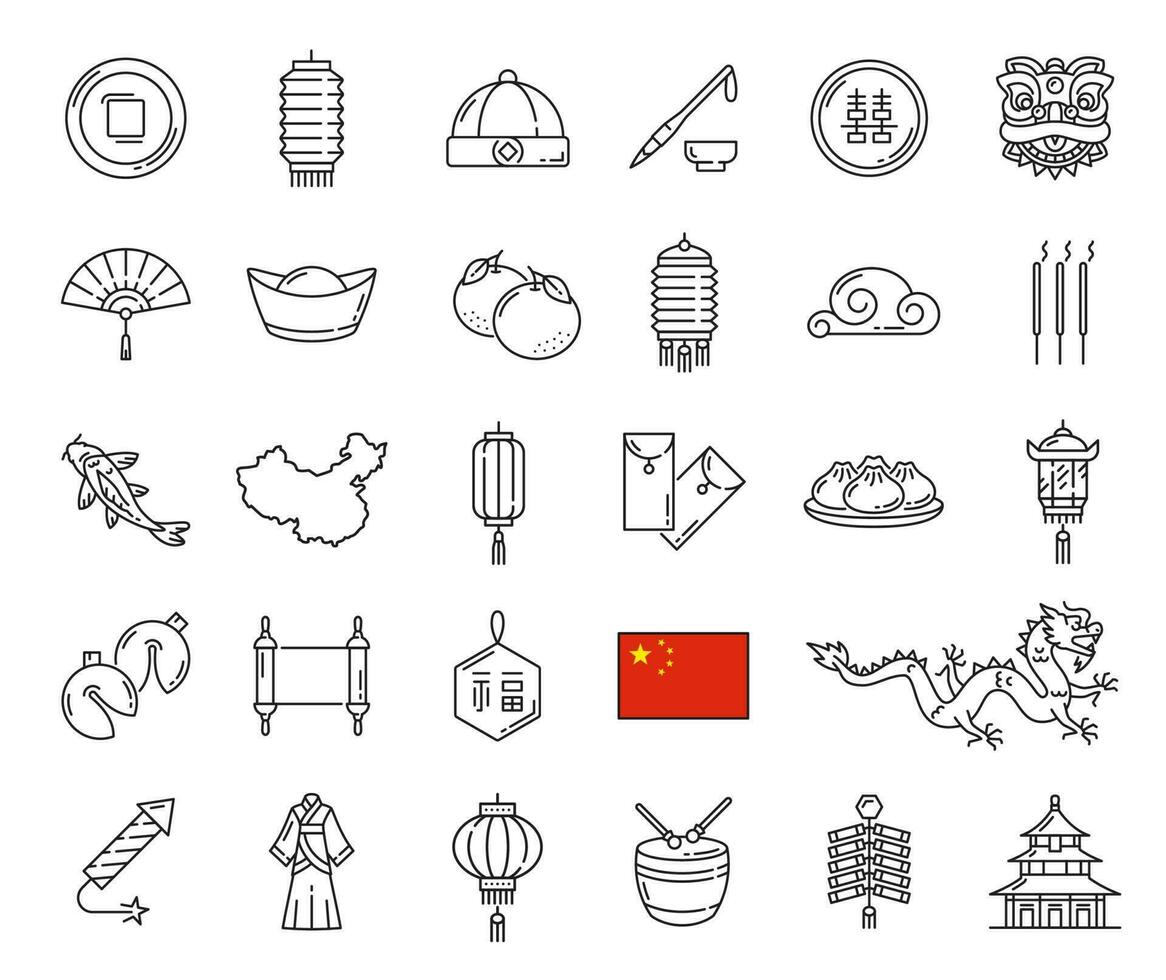 Chinese holiday, religion and national symbols vector