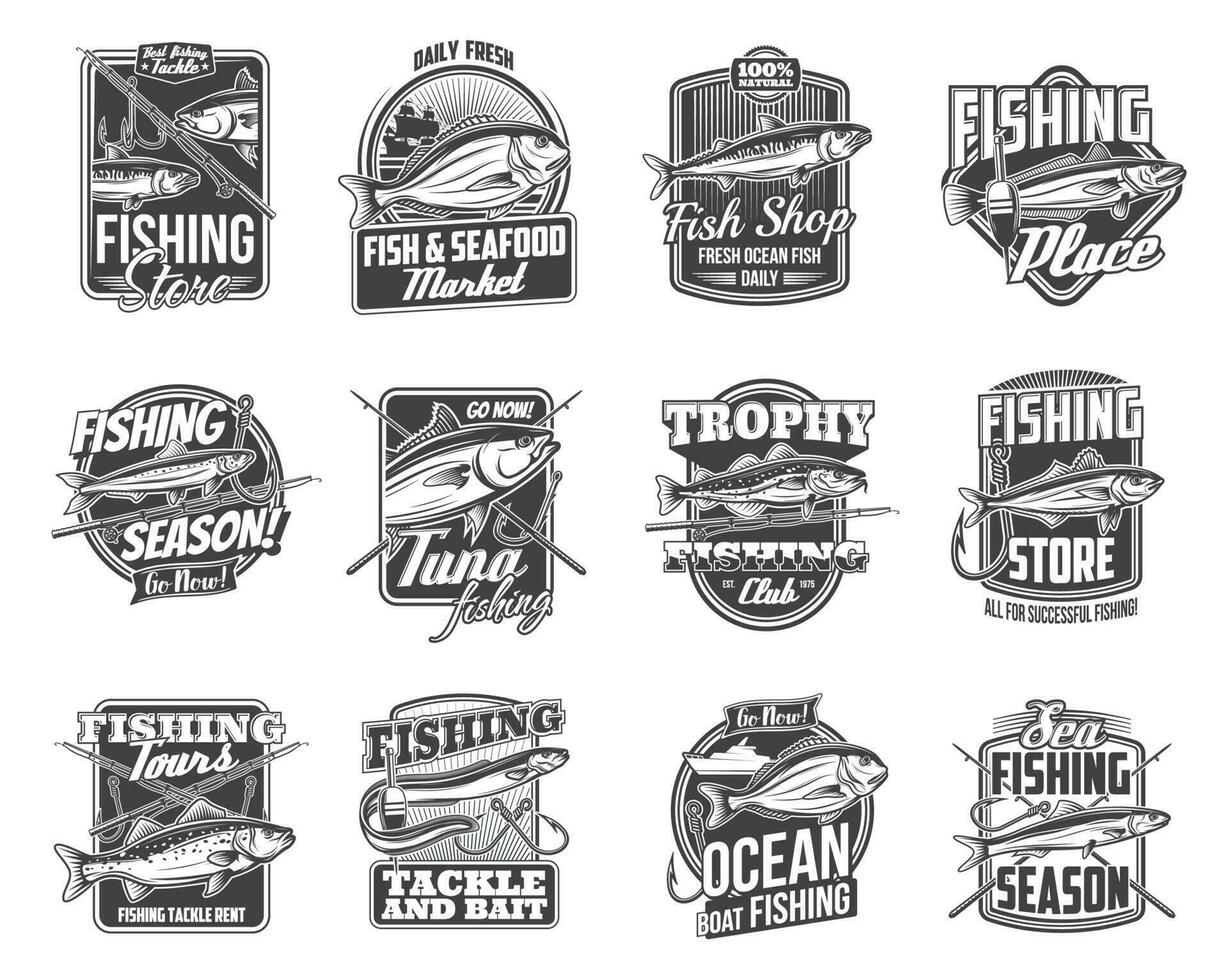 Logo design of fishing bait or fishing lure with hook and fishing rod.Logo  for fishing shop, tournament and angler. 21638901 Vector Art at Vecteezy