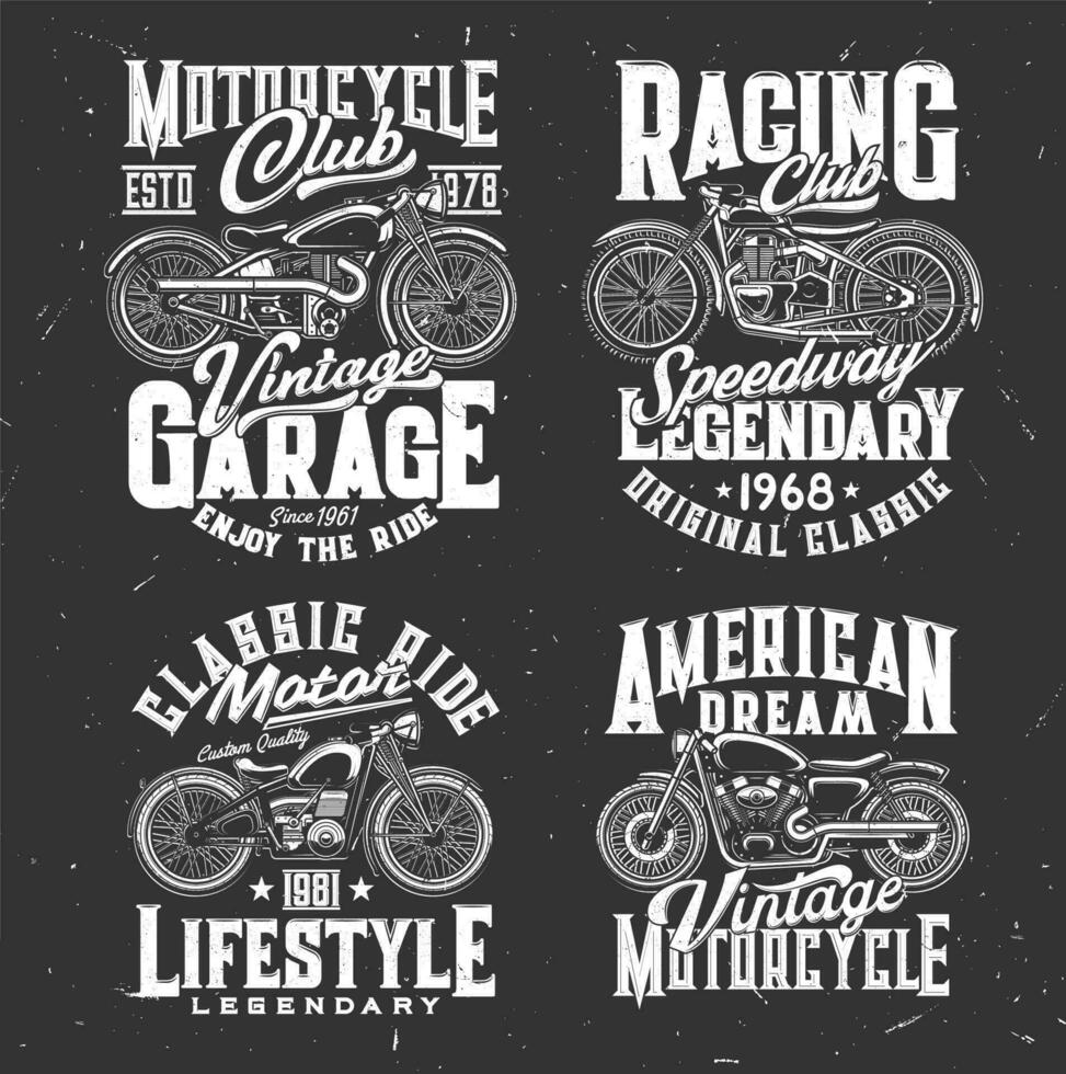 Custom motorcycles club t-shirt print template vector