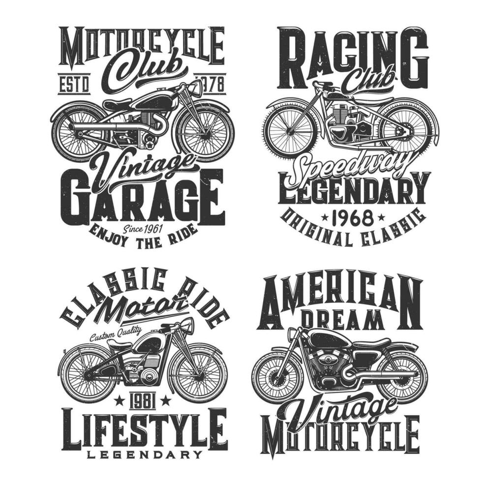 Tshirt prints with off road bikes for racing club vector