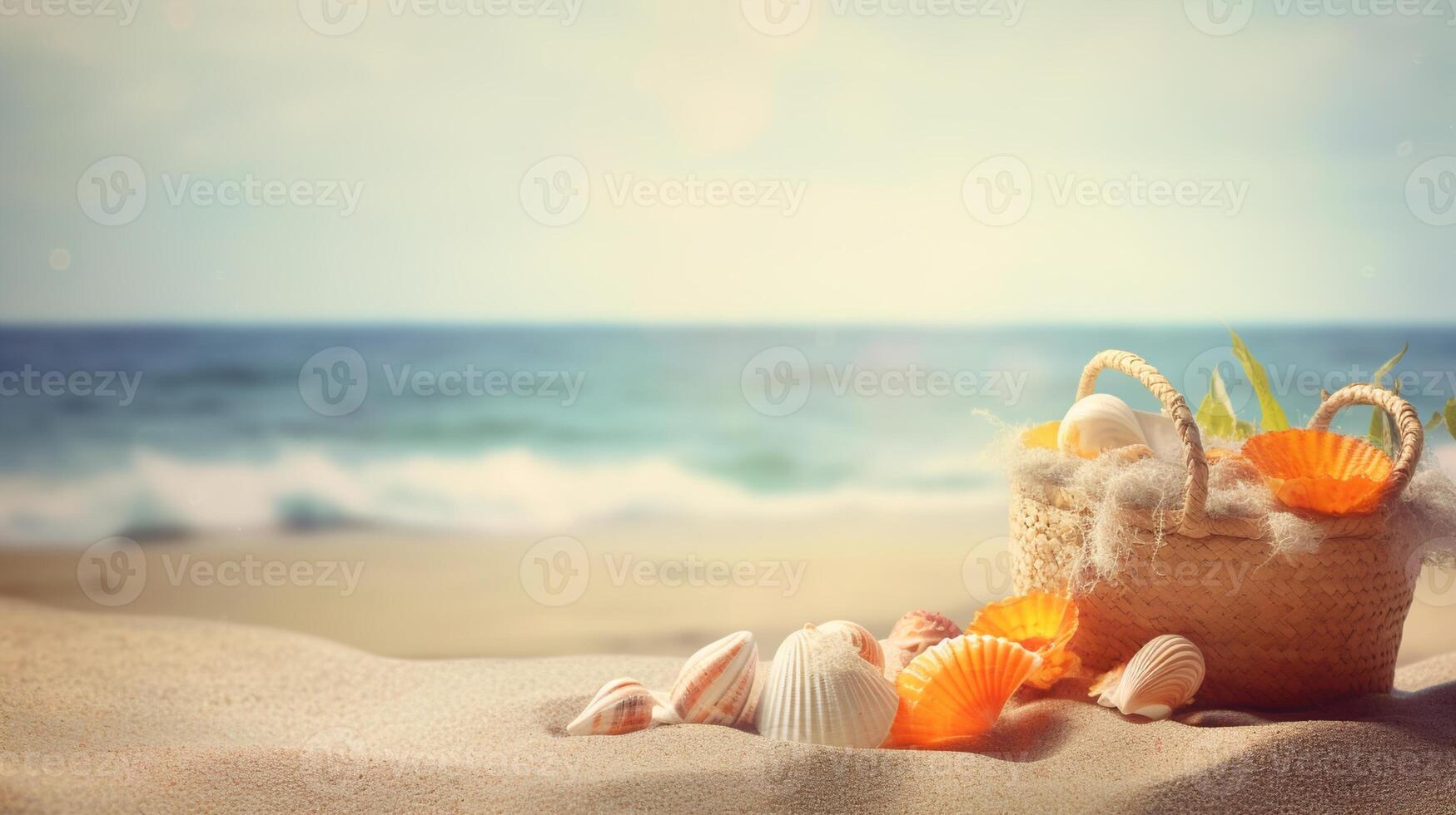 of a set of beach elements and fruit photo