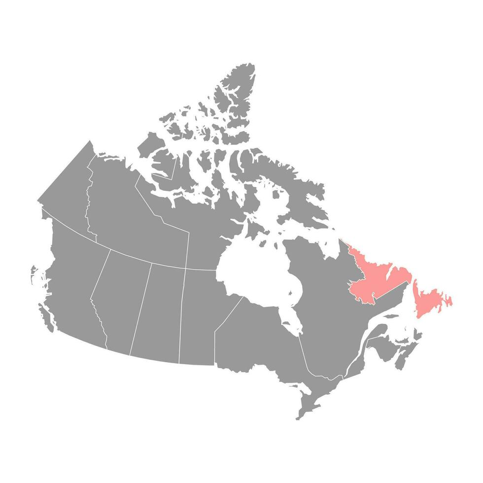 Terranova y Labrador mapa, provincia de Canadá. vector ilustración.