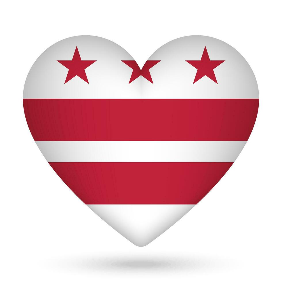 District of Columbia flag in heart shape. Vector illustration.