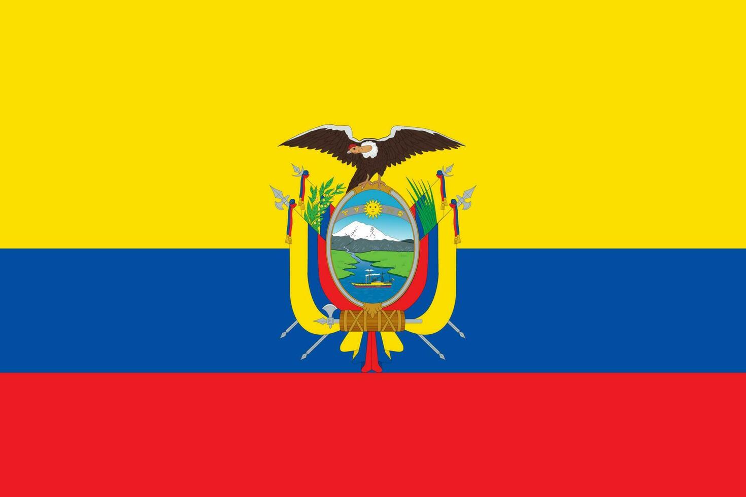 Ecuador flag, official colors and proportion. Vector illustration.