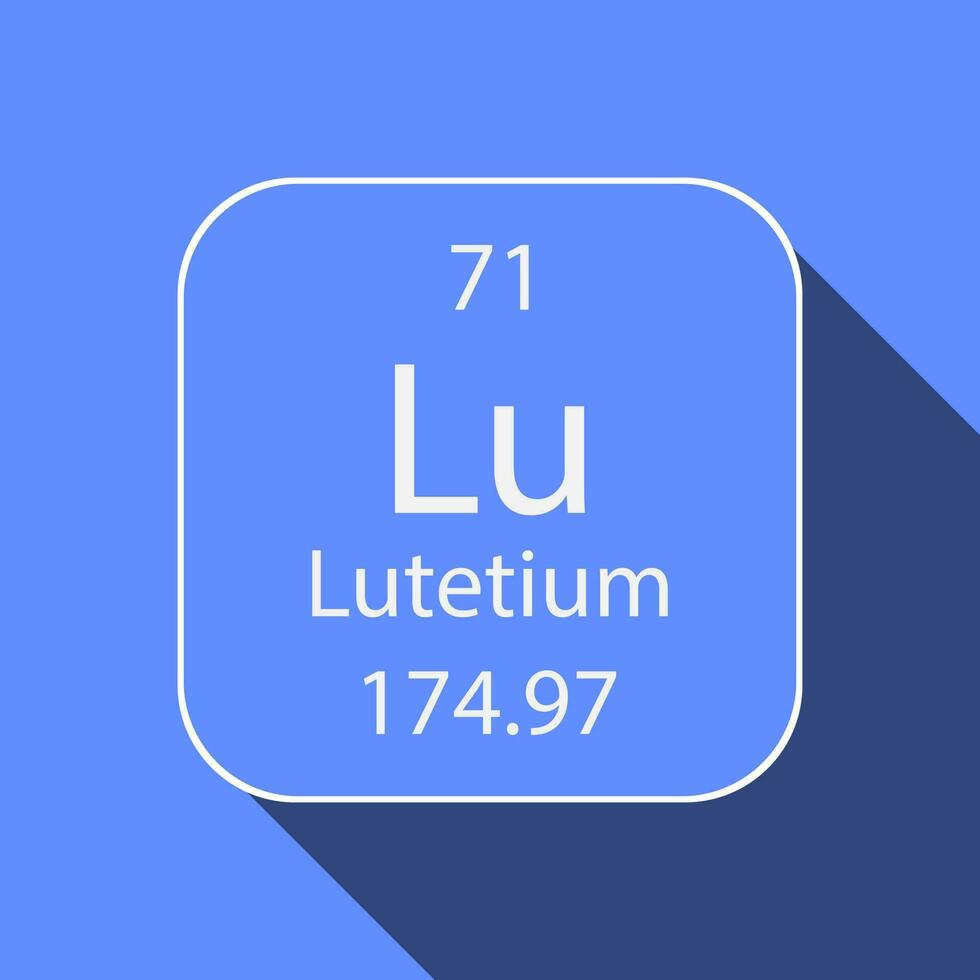 Lutetium symbol with long shadow design. Chemical element of the periodic table. Vector illustration.