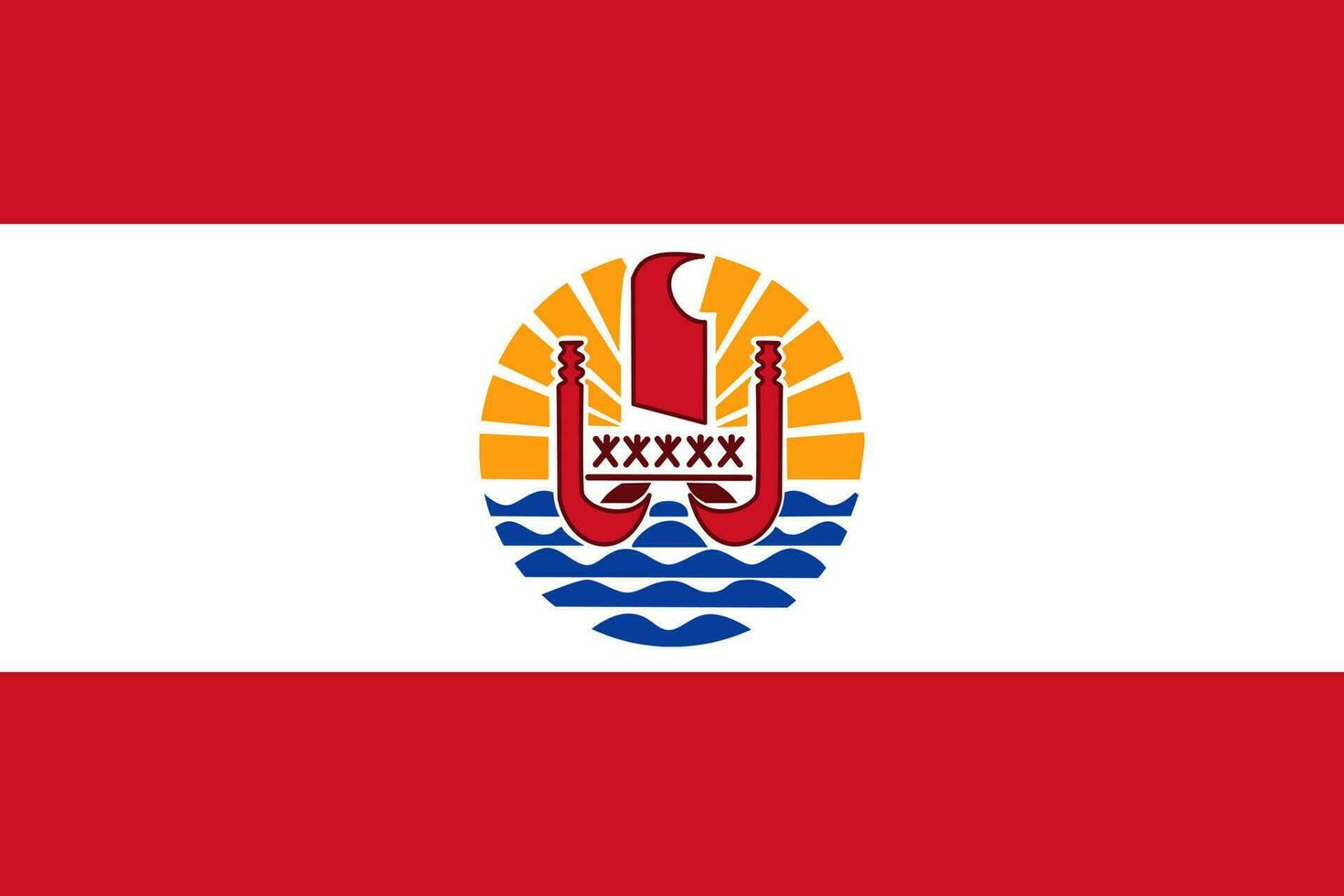 French Polynesia flag, official colors and proportion. Vector illustration.