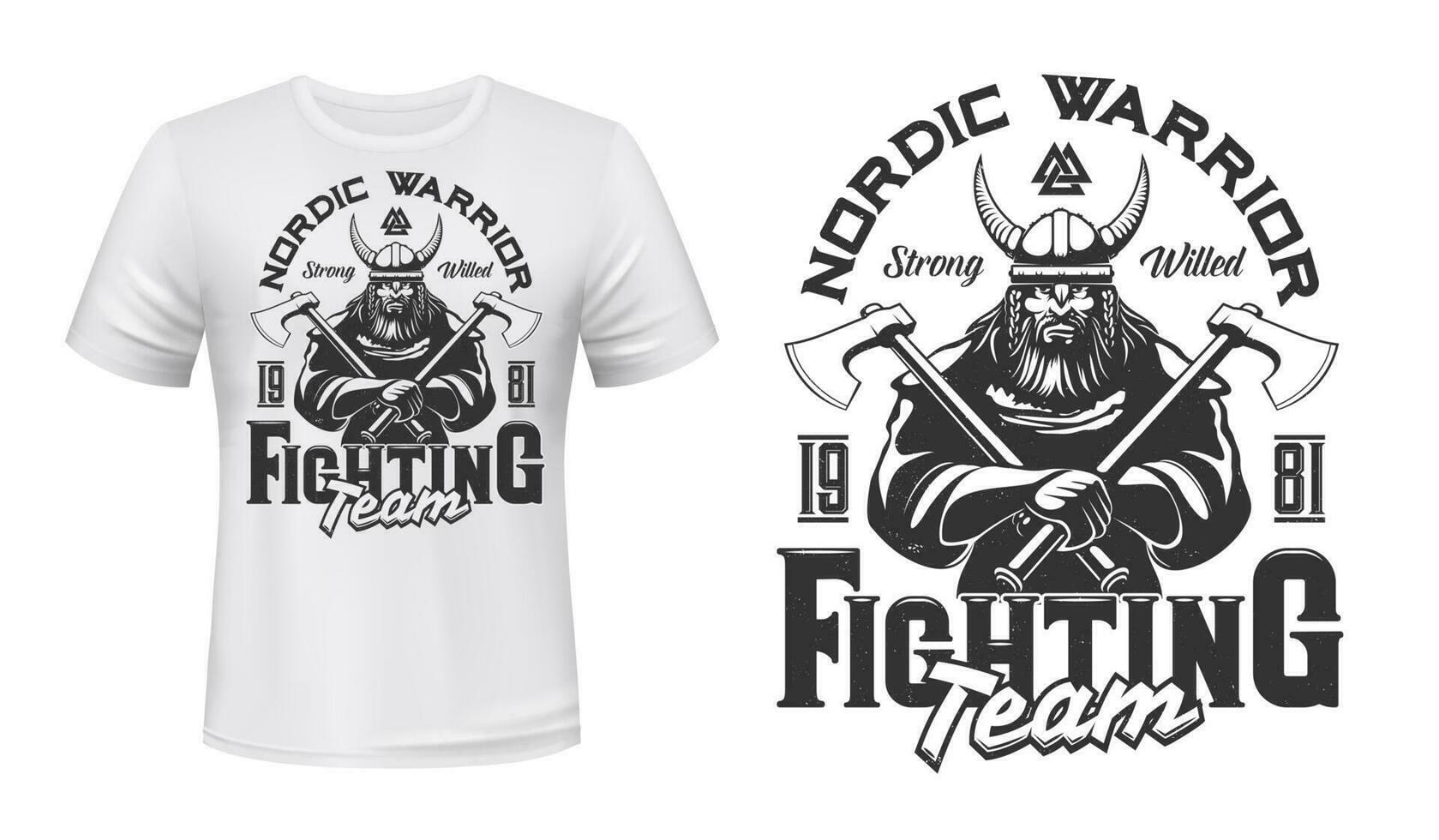 Viking warrior mascot t-shirt print vector mockup