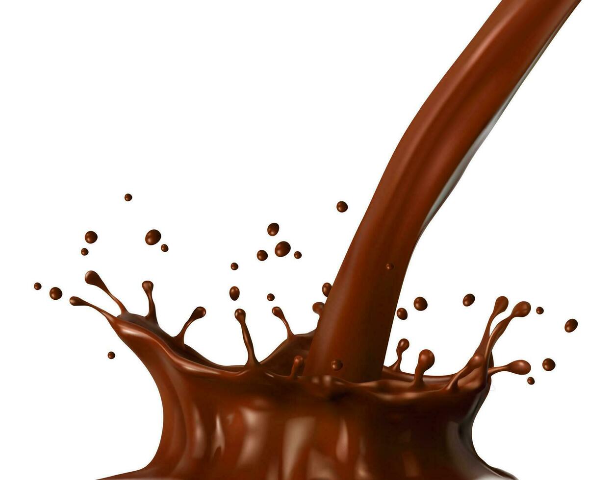 Chocolate or cocoa milk flow and corona splash vector