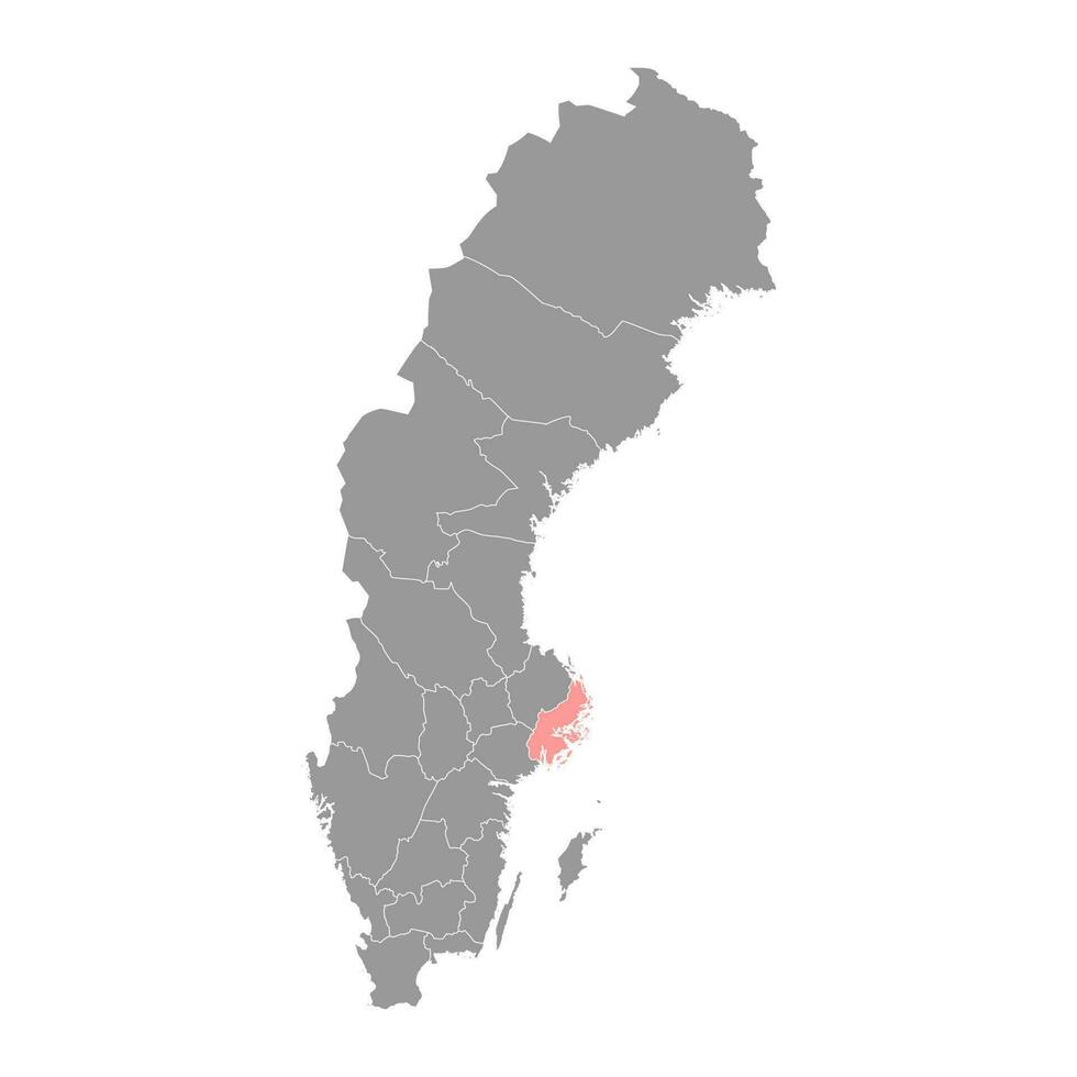 Stockholm county map, province of Sweden. Vector illustration.