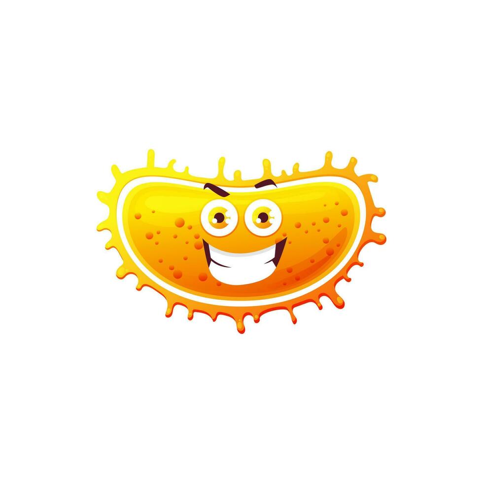 Cartoon virus, funny cell vector icon, angry germ