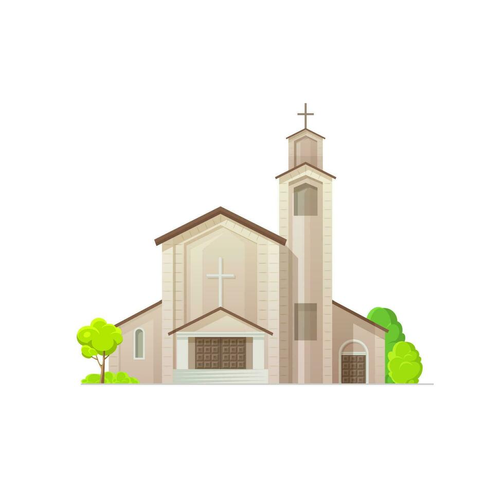 Catholic church or temple building, Christianity vector