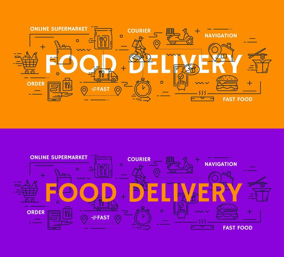 comida entrega Servicio y en línea orden concepto vector