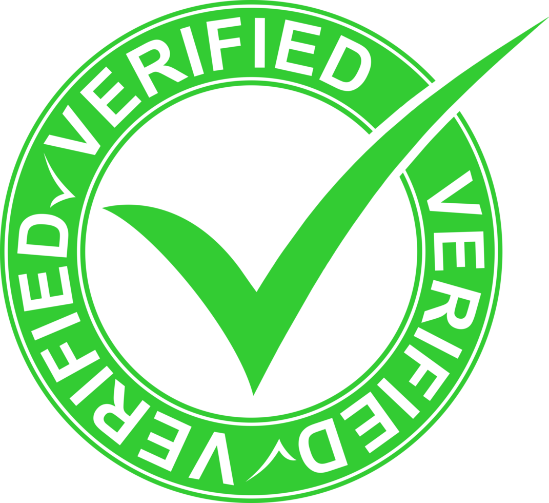 Verified checkmark sign icon symbol logo green design transparent background png
