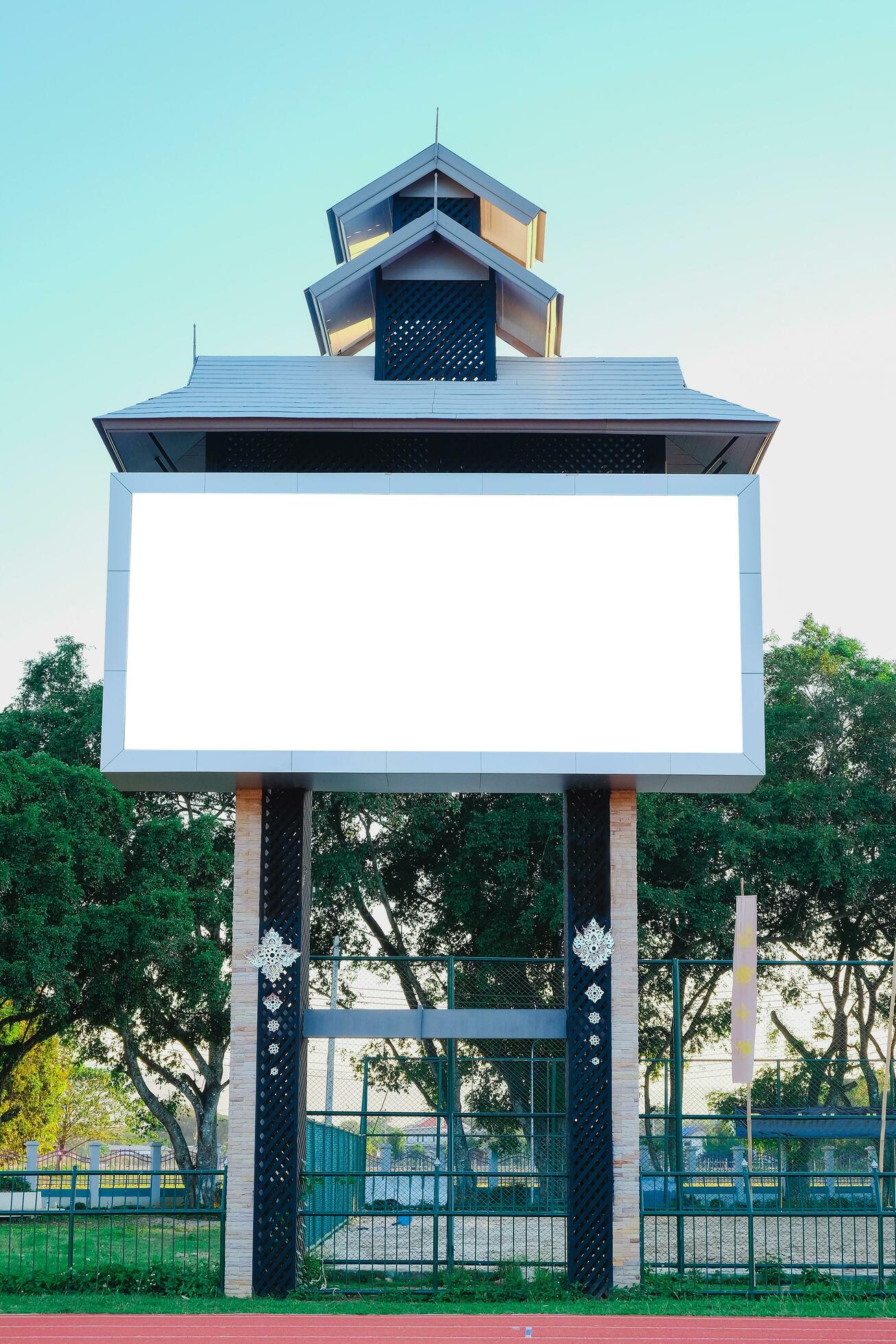 Blank Advertising Board With Roof Outdoor. 23527634 Stock Photo At Vecteezy