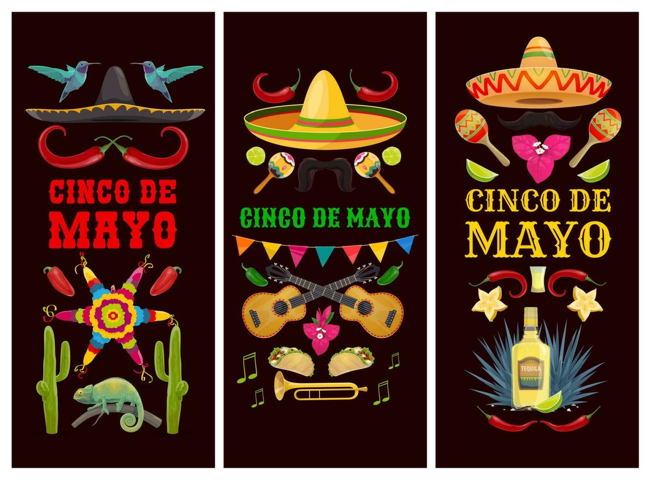 cinco Delaware mayonesa pancartas de mexicano fiesta fiesta vector