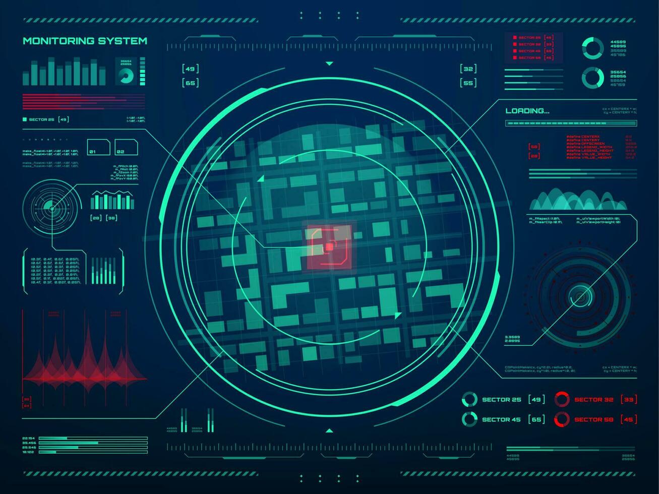HUD security monitoring, motion tracking system vector