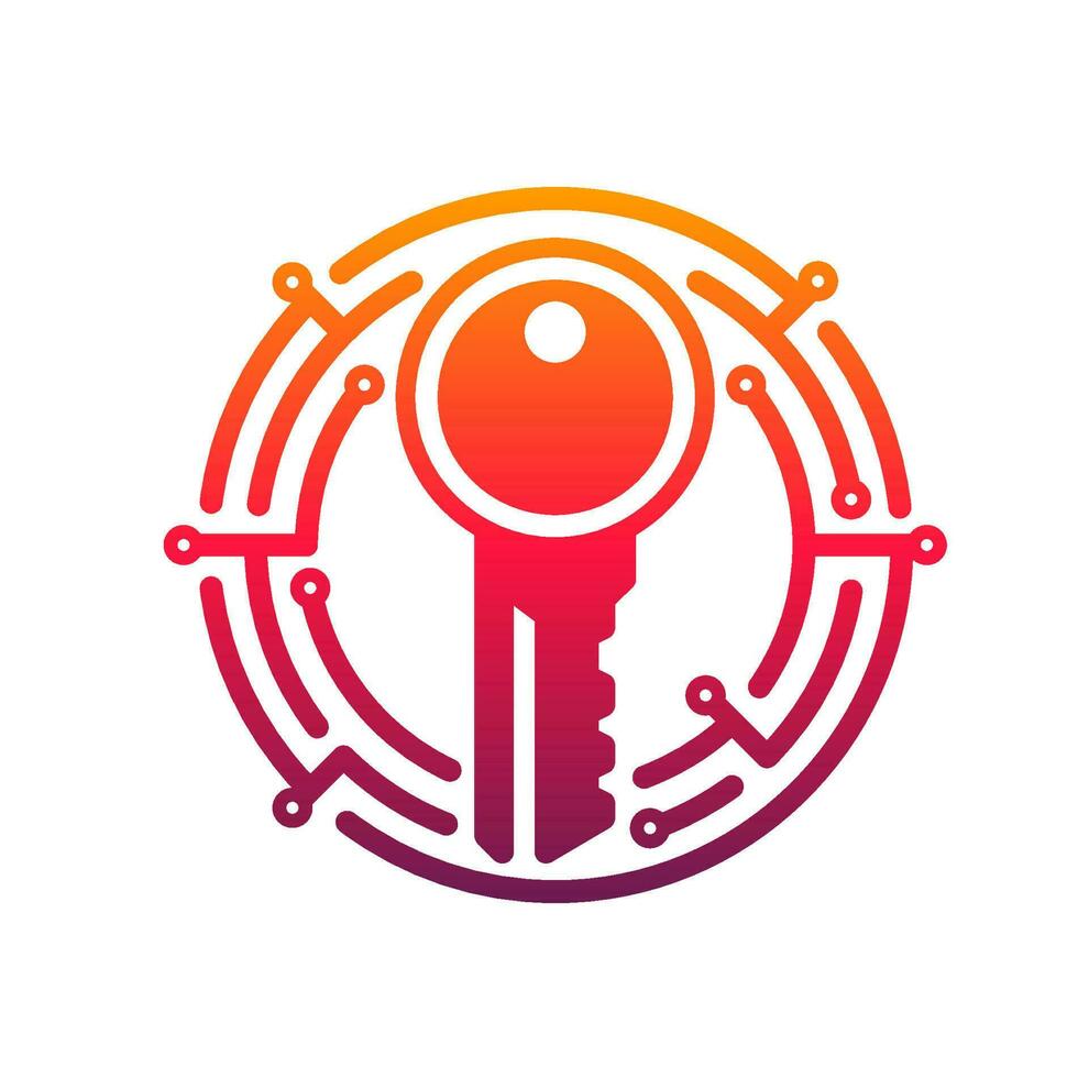 Cyber security key icon of network data secure vector