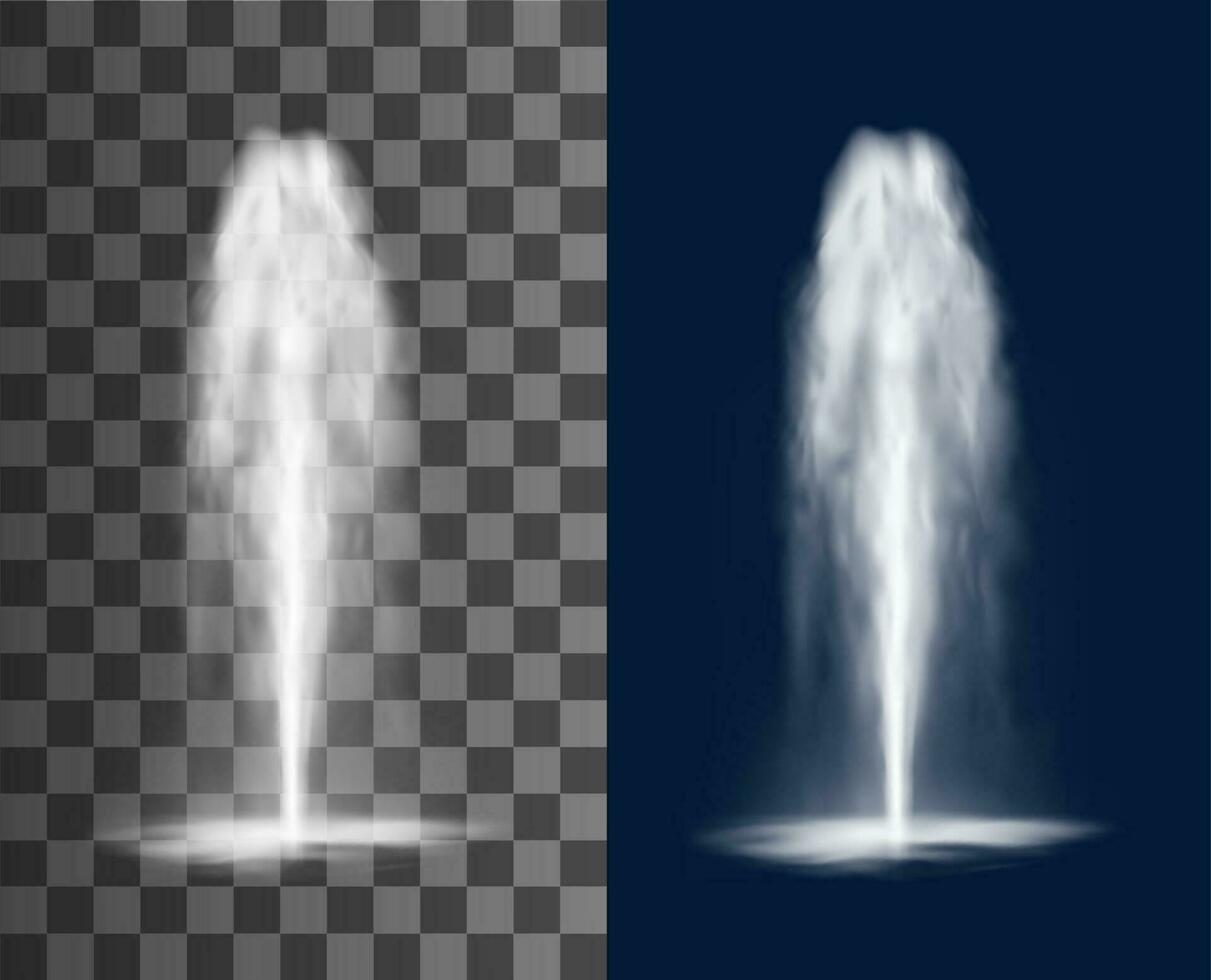 Fountain cascade, vertical water jets and splashes vector