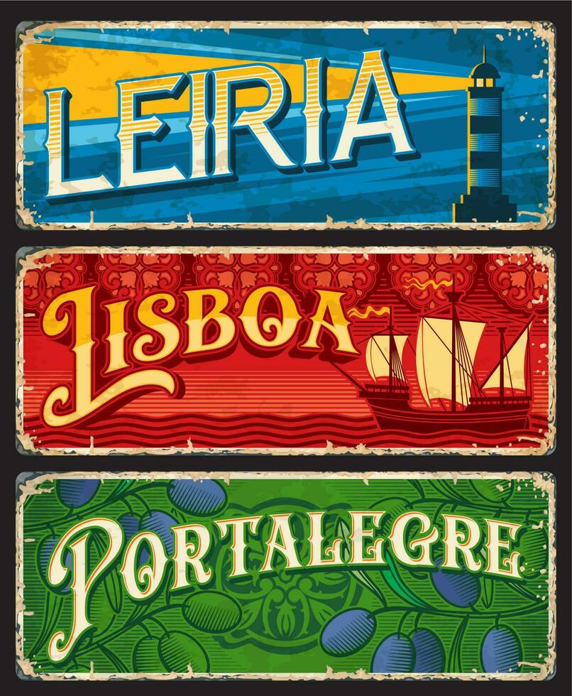 lisboa, leiria y portalegre portugués provincias vector