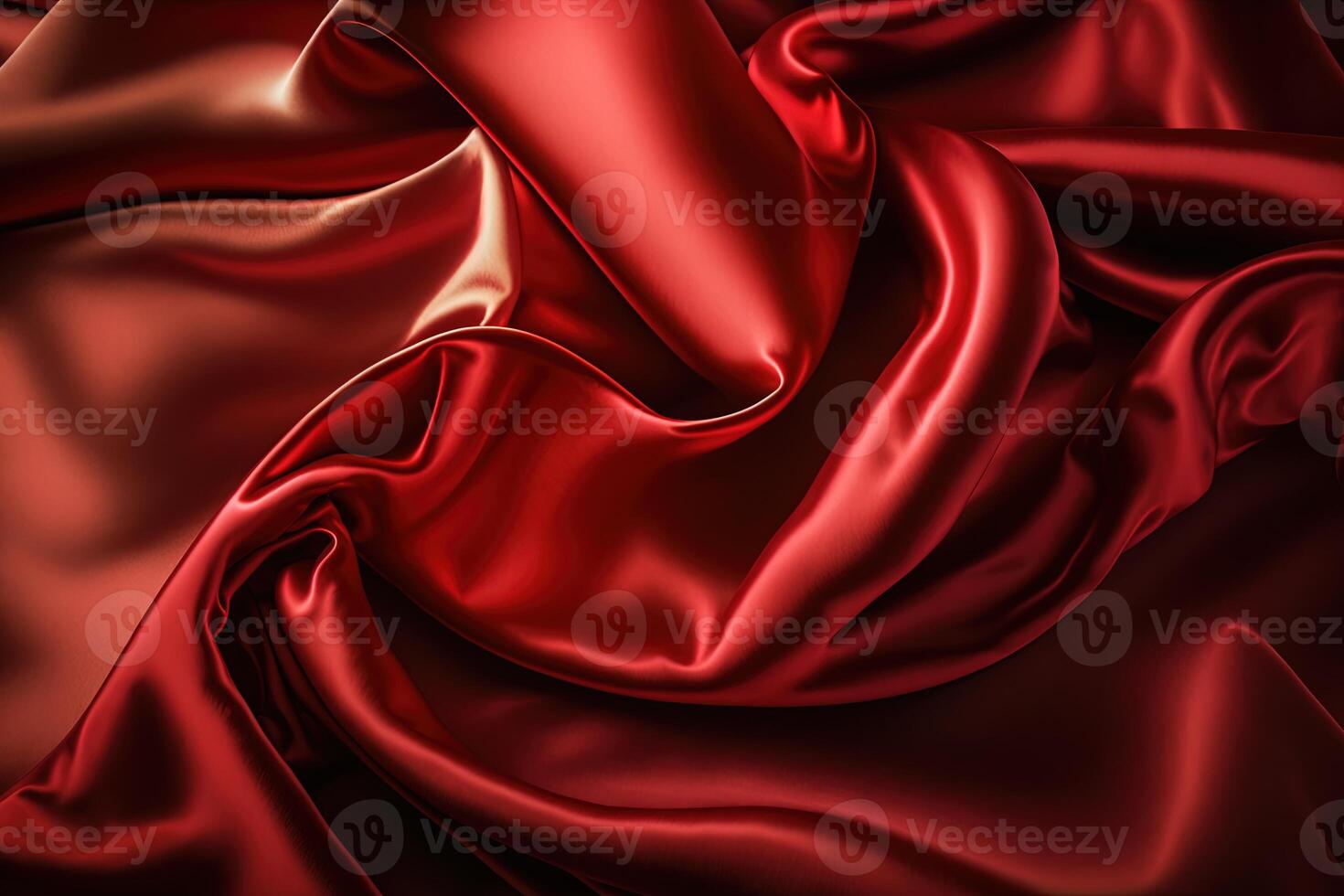 Abstract background, red satin silk fabric, Luxurious elegant waves, folds texture fabric. . photo