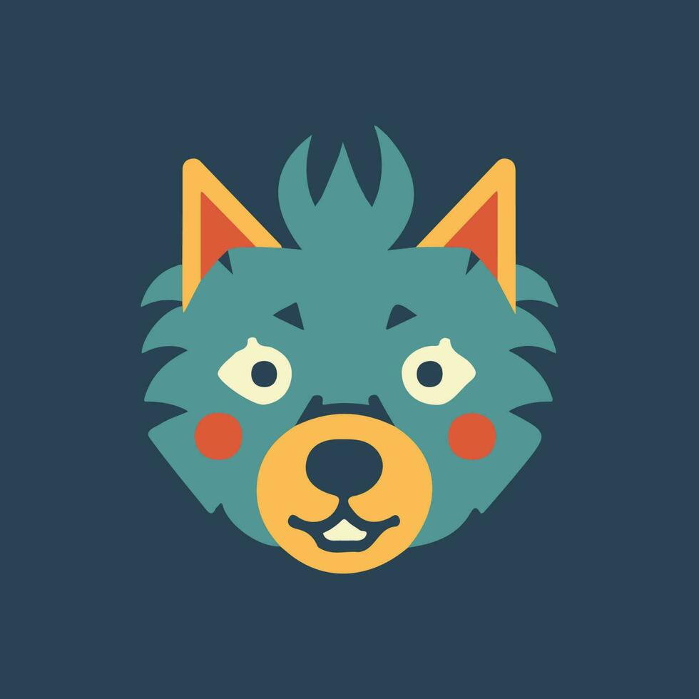 Wolf head flat design logo illustration is fierce and bold, perfect for brands that want to showcase strength and courage. vector
