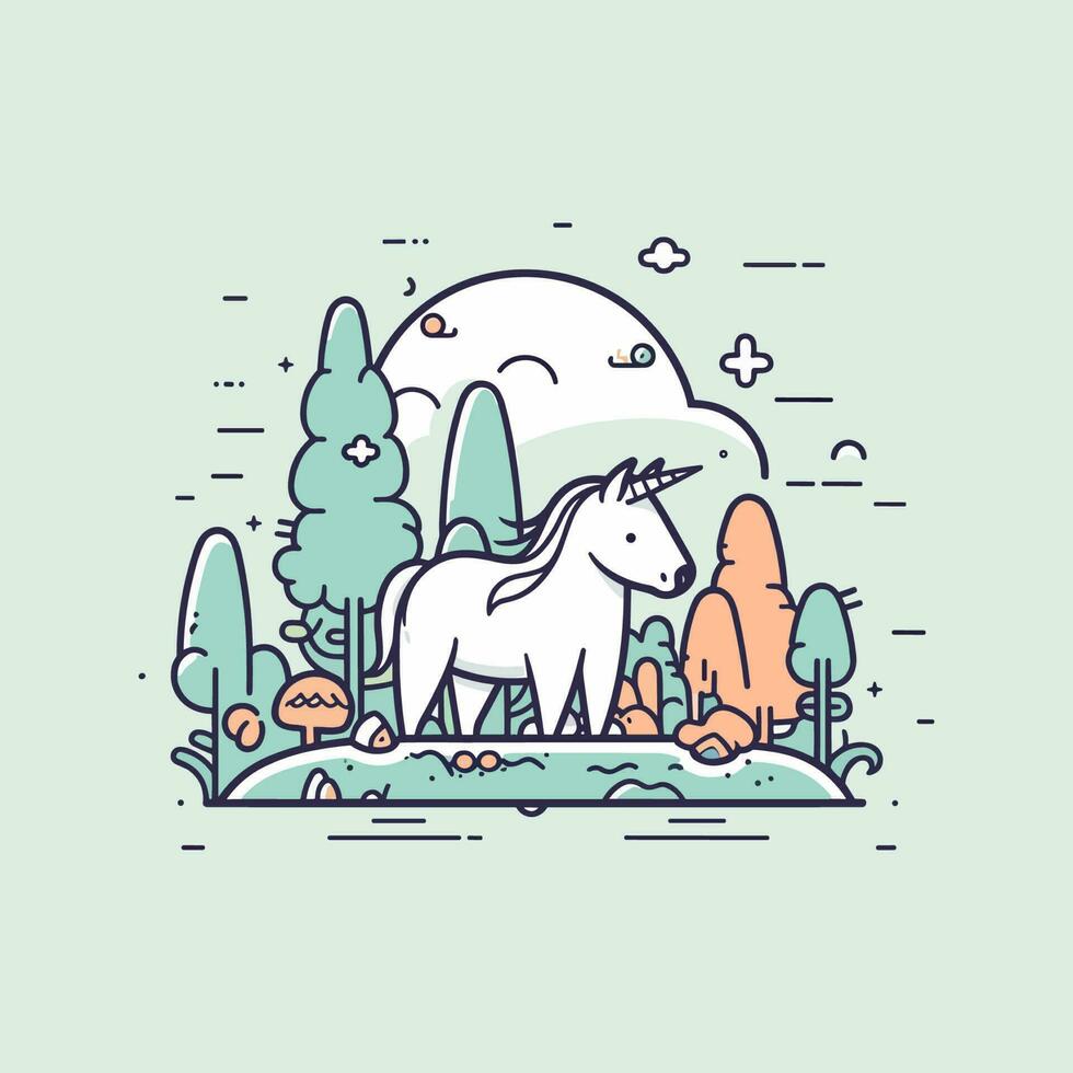 cute and colorful kawaii unicorn illustration perfect for any fun and whimsical design project vector