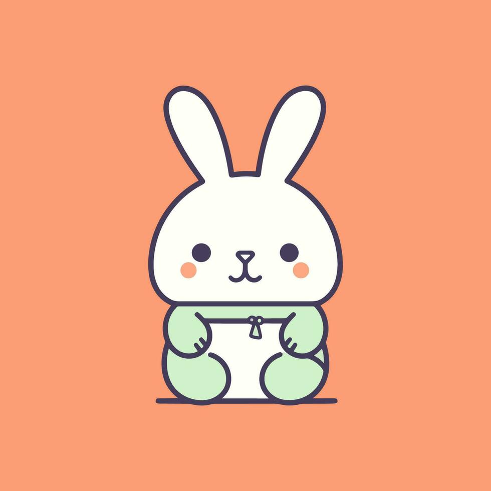 Cute kawaii rabbit bunny cartoon easter cutevector illustration vector