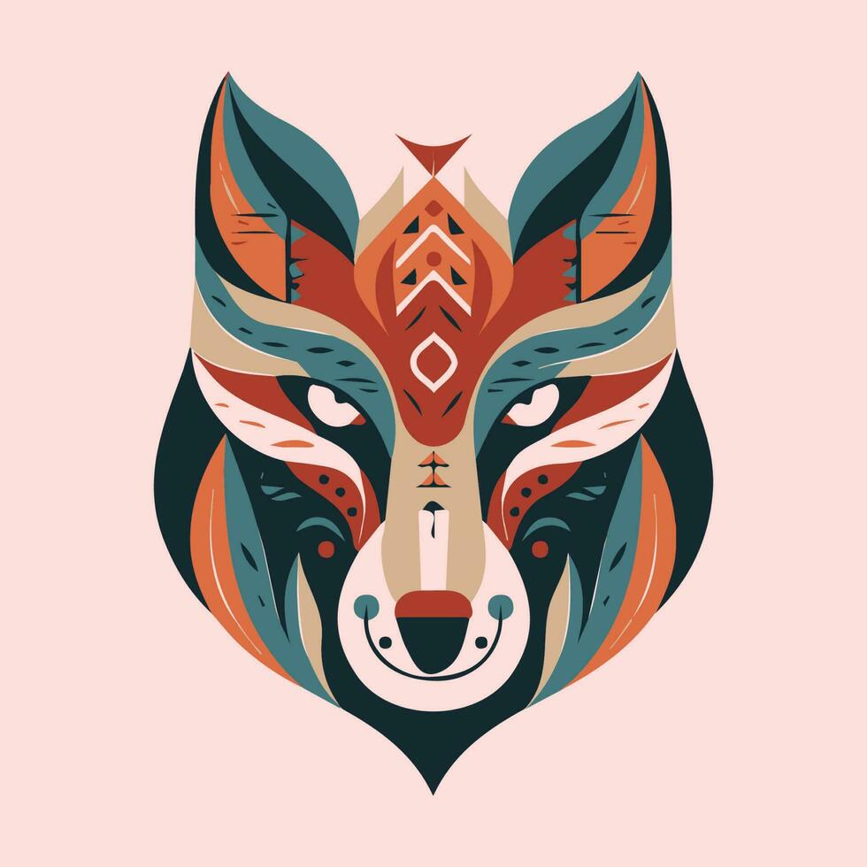 Wolf head flat design logo illustration is fierce and bold, perfect for brands that want to showcase strength and courage. vector