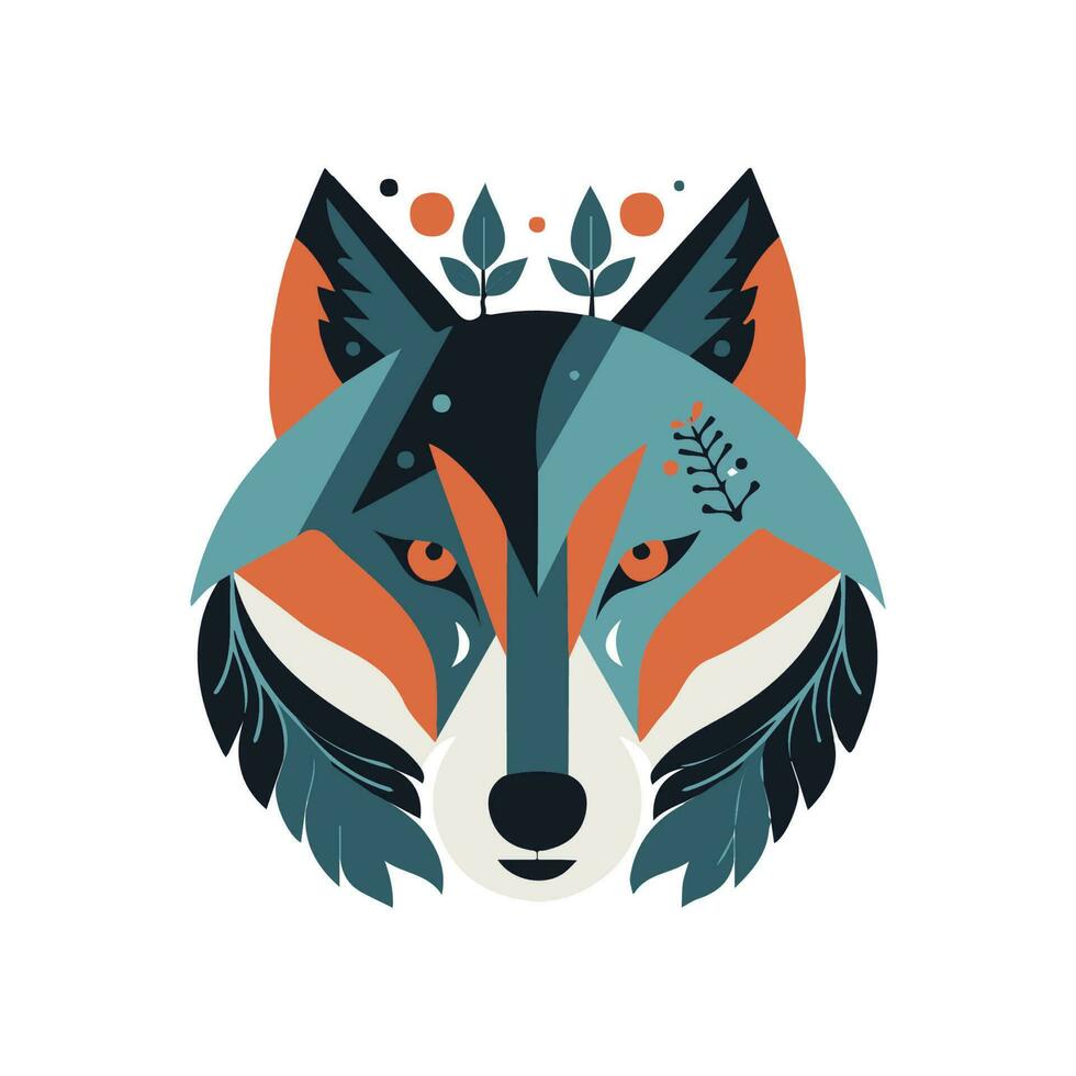 Wolf head in a flat design style, perfect for an animal-themed logo or illustration vector