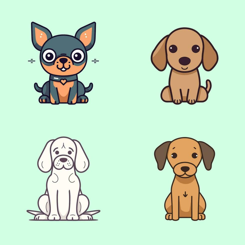 perro colección conjunto linda dibujos animados perrito animales mascotas ilustración vector