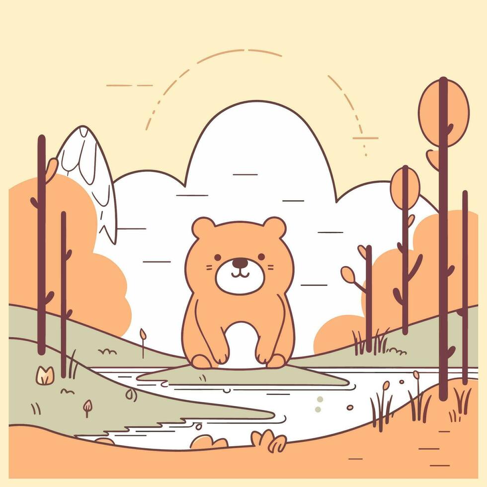 ilustración de un majestuoso oso con intrincado detalles Perfecto para un desierto o al aire libre diseño vector