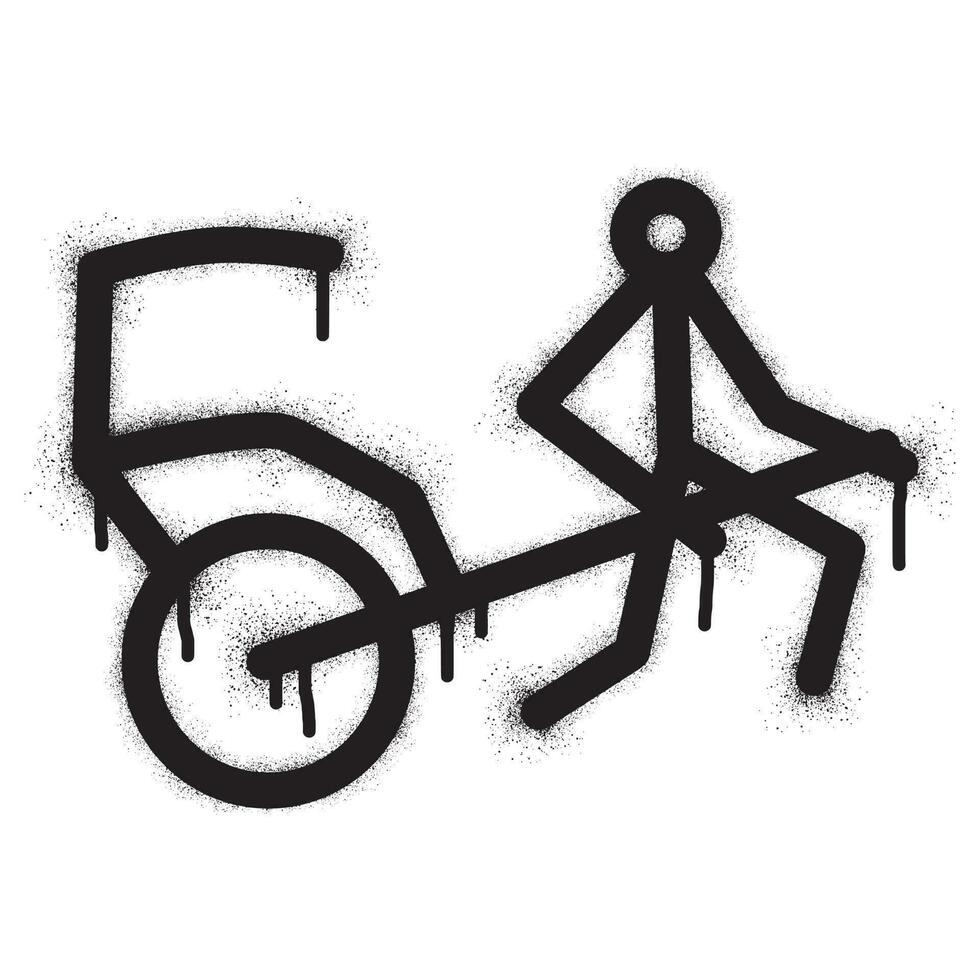 Rickshaw icon with black spray paint vector