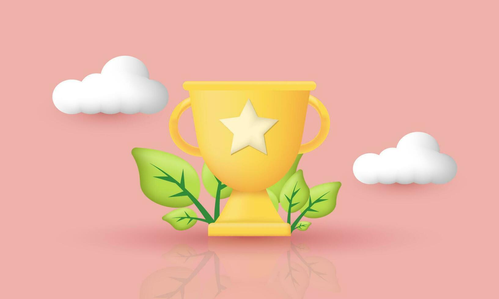 3d realistic trophy cup star illustration trendy icon modern style object symbols illustration isolated on background vector