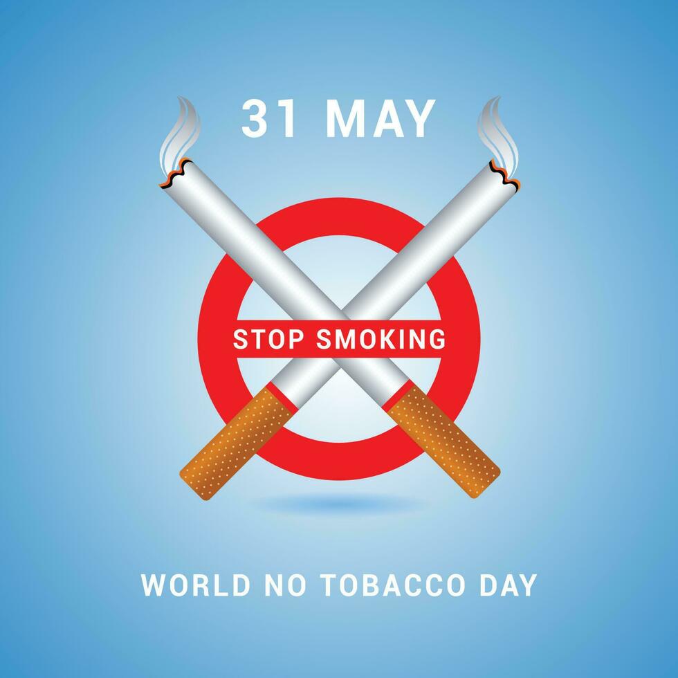 31 may world no tobacco day with no smoking sign and cigarette awareness post social media banner design template vector
