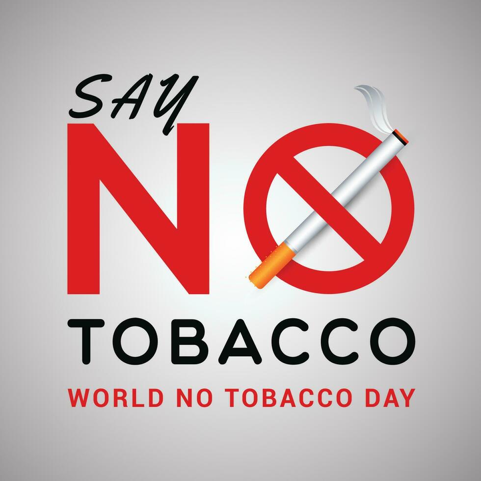 Say no tobacco, world no tobacco day with cigarette and forbidden sign awareness social media post design template vector