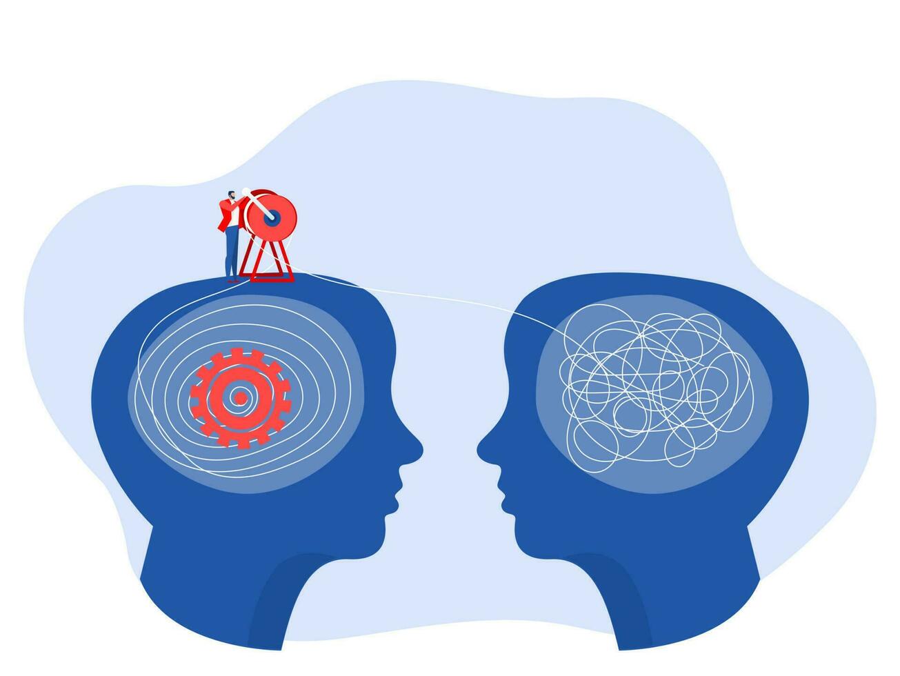 Conception order versus confusion,The opposite mindset chaos in the head and chaos in the head Vector illustration