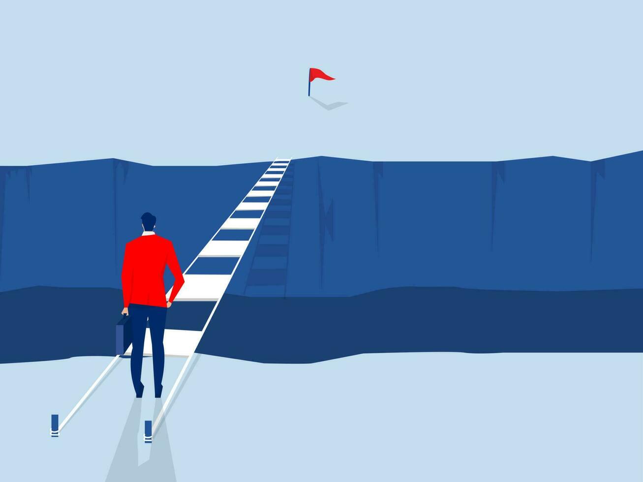 Businessman standing to way and choosing direction to success vector illustration