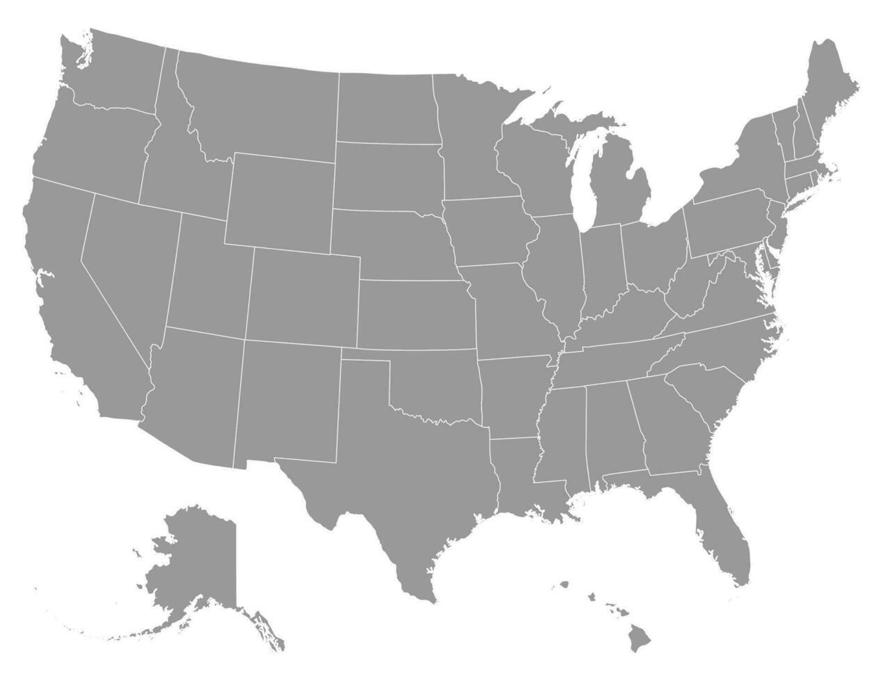 USA map with states, United States of America map. Isolated map of USA. vector